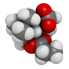 Sticker - GPLC (glycine propionyl-L-carnitine) nutritional supplement molecule. 3D rendering.