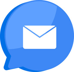 Wall Mural - blue notification mark symbol and social media communication message icon png transparent. 3d techno
