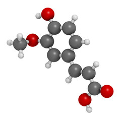 Sticker - Ferulic acid herbal antioxidant molecule, 3D rendering.