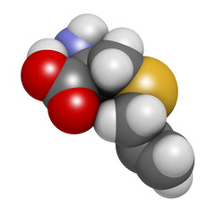 Sticker - Alliin garlic molecule, 3D rendering.