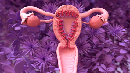 Menstrual Cycle, Bleeding Menstrual Period. Menstruation phases: menstruation, follicular phase, ovulation and luteal phase.