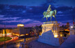 Rome, Italy. Venice Square or Piazza Venezia view from top, Monument to Victor Emmanuel. Night blue hour panorama.