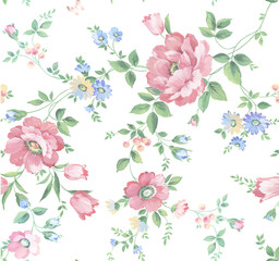  Classic Popular Flower Seamless pattern background.Perfect for wallpaper, fabric design, wrapping paper, surface textures, digital paper.
