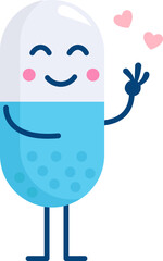 Sticker - Funny Medical Pill Character. Vector illustration