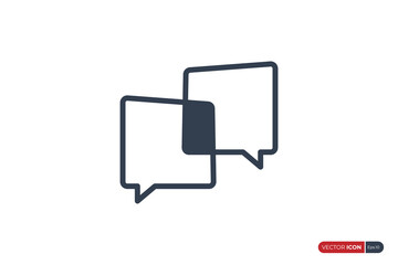 Poster - Simple Speech Bubble Chat Talk Icon Line Style isolated on White Background. Flat Vector Web Icon Design Template Element.