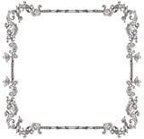 Fototapeta Dinusie - PNG transparent square decorative frame in Baroque Victorian vintage retro style	