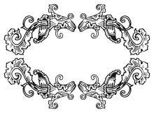 PNG Transparent Oval Decorative Swirls Frame In Baroque Victorian Vintage Retro Style	
