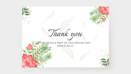 Wall Mural - Romantic wedding invitation, thank you card with watercolor red flower