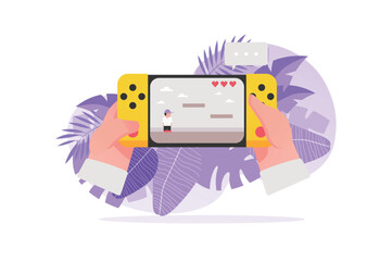 Aufkleber - Gaming concept with people hand in flat design.