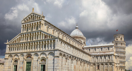 Wall Mural - Miracle Square, Cathedral Duomo and Leaning Tower of Pisa, Tuscany, Italy