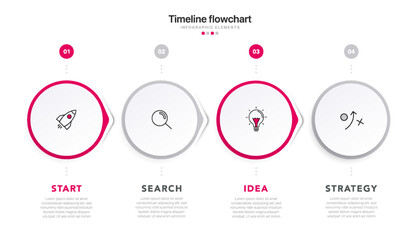 Poster - Timeline infographic design with 4 options or steps. Infographics for business concept. Can be used for presentations workflow layout, banner, process, diagram, flow chart, info graph, annual report.