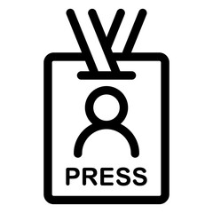 Press pass ID card line icon. Journalist visitor pass, illustration