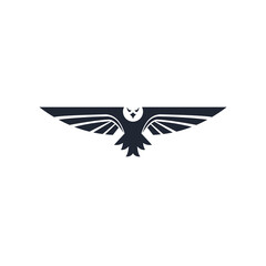 Eagle hunting. Eagle with negative space on white background. Vector illustration.