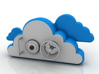 Poster - 3d rendering Cloud computing, security