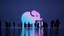 3d Rendering People In Front Of Symbol Of Elephant On Background