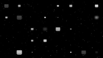 Poster - Template animation of evenly spaced ladies handbag symbols of different sizes and opacity. Animation of transparency and size. Seamless looped 4k animation on black background with stars