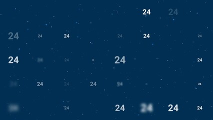 Poster - Template animation of evenly spaced around the clock symbols of different sizes and opacity. Animation of transparency and size. Seamless looped 4k animation on dark blue background with stars