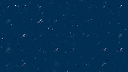 Poster - Template animation of evenly spaced Ski jumping symbols of different sizes and opacity. Animation of transparency and size. Seamless looped 4k animation on dark blue background with stars