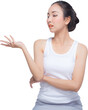 © NT_studio - Beauty young asian woman gesturing showing for advertisement isolated png transparent file.