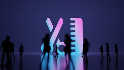 Wall Mural - 3d rendering people in front of symbol of hair comb on background