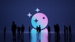 © Destrosvet - 3d rendering people in front of symbol of magic ball on background