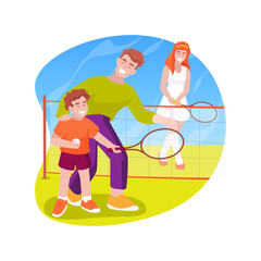 Wall Mural - Tennis courts isolated cartoon vector illustration.