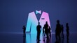© Destrosvet - 3d rendering people in front of symbol of wedding suit on background