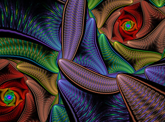 Poster - Fractal spiral. Abstract fractal patterns and shapes. Dynamic flowing natural forms.
