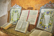 Old books in Santa Catalina convent museum monastery, Arequipa, Peru. travel concept