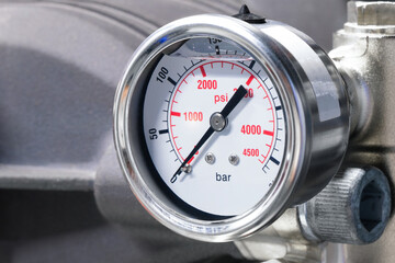 Aufkleber - Boiler room gas pressure meter. Industrial  concept. equipment of the boiler-house, - valves, tubes, pressure gauges.