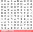 100 book icons set. Outline illustration of 100 book icons vector set isolated on white background