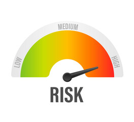 Canvas Print - Risk icon on speedometer. High risk meter.  illustration.