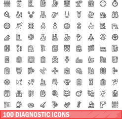 Poster - 100 diagnostic icons set. outline illustration of 100 diagnostic icons vector set isolated on white 