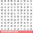 © ylivdesign - 100 document icons set. Outline illustration of 100 document icons vector set isolated on white background