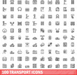 © ylivdesign - 100 transport icons set. Outline illustration of 100 transport icons vector set isolated on white background