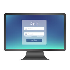 Sticker - Login page on computer screen. Pc and online login form, sign in page. User profile, access to account concepts.  stock illustration..