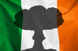 Atomic bomb explosion mushroom on Ireland flag background. Nuclear explosion. Danger of nuclear war illustration in Ireland