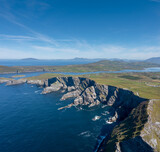 Fototapeta Mapy - landscape view of the Kerry Cliffs and Iveragh Peninsula in County Kerry of Ireland
