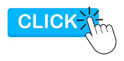 Aufkleber - Click button with hand pointer clicking.  stock illustration.