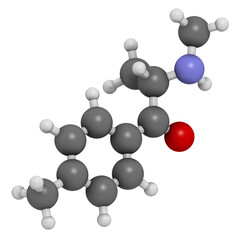 Poster - Mephedrone (4-MMC, 4-methylmethcathinone, 4-methylephedrone) stimulant drug molecule (designer drug)