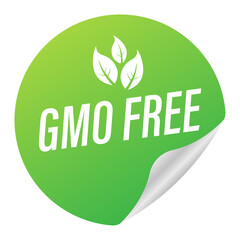 Sticker - Green colored GMO free emblems, badge, logo, icon.  stock illustration.