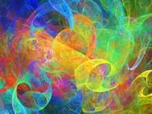 Creación De Arte Abstracto Digital Compuesto De Nubes Difuminadas En Colores Llamativos Mostrando Un Conjunto Con Apariencia De Velos Humeantes Atravesados Por Luces.