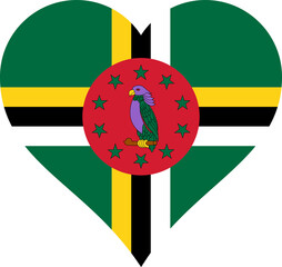 Dominica Heart Flag. Dominican Love Shape Country Nation National Flag. Commonwealth of Dominica Banner Icon Sign Symbol. Transparent PNG Flattened JPEG JPG.