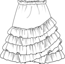 Paperbag Ruffle Skirt Flat Sketch