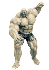 Wall Mural - super muscleman will smash your face in a white background