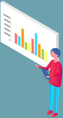 Poster - analytics information and development statistics. web analysis measure, product testing technology. 
