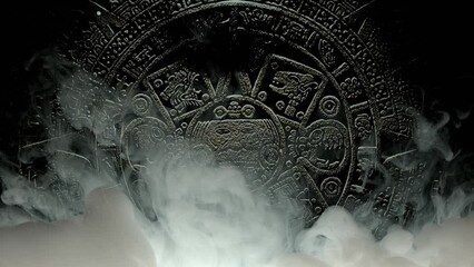 Mayan Stone Seal and Smoke in the Dark