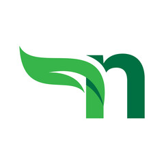 N Initial letter with green leaf logo