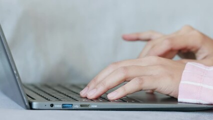 Fototapete - Email hands, laptop work and woman working on research on the internet, planning online website and communication on the web in house. Remote entrepreneur doing telework on pc for job in home