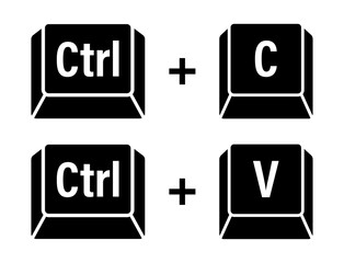 Fototapete - Ctrl C and Ctrl V computer keyboard buttons. Desktop interface. Web icon.  stock illustration.